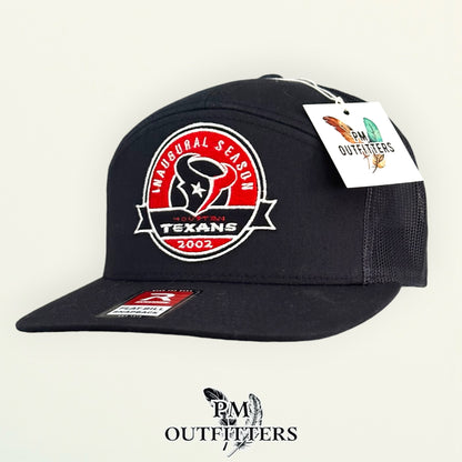 PM Outfitters Houston Texans Inaugural Season 2002 embroidered patch Richardson 168 black trucker hat