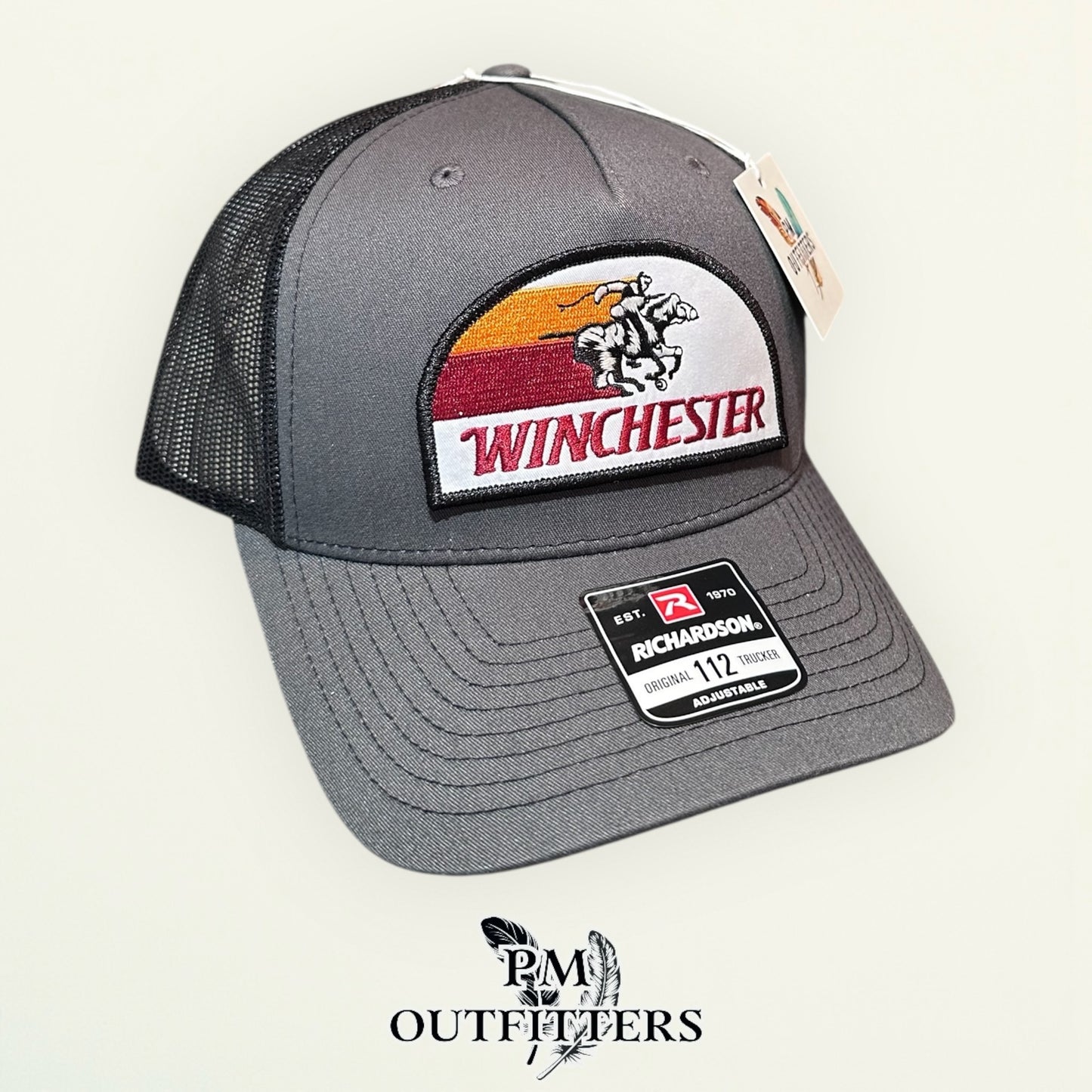 Winchester Retro Patch Trucker Hat | Richardson 112 Charcoal & Black