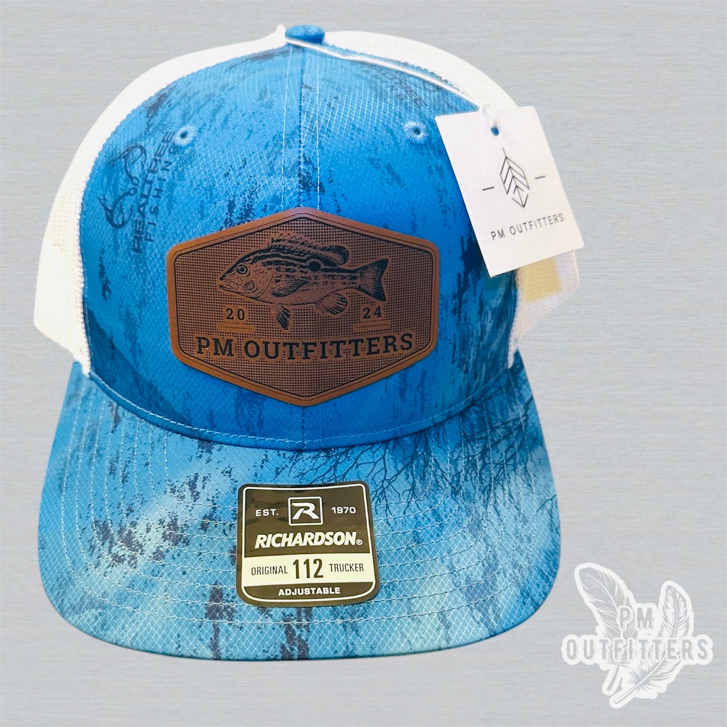 PM Outfitters Custom Logo Lane Snapper Patch | Realtree Fishing Richardson 112 Trucker Hat
