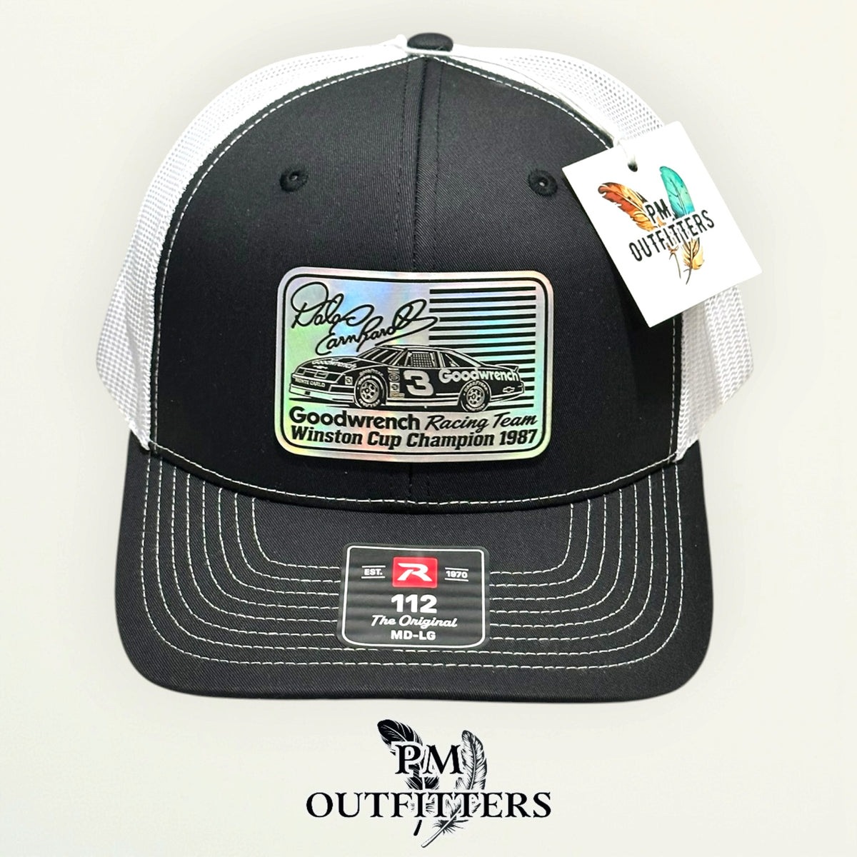 Dale Earnhardt 1987 trucker hat white mesh back Richardson 112