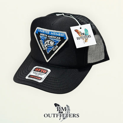 North American Fishing Club Charter Member True Vintage Patch Hat – PM Outfitters | Otto Foam Rope Trucker Black Authentic Angling Heritage