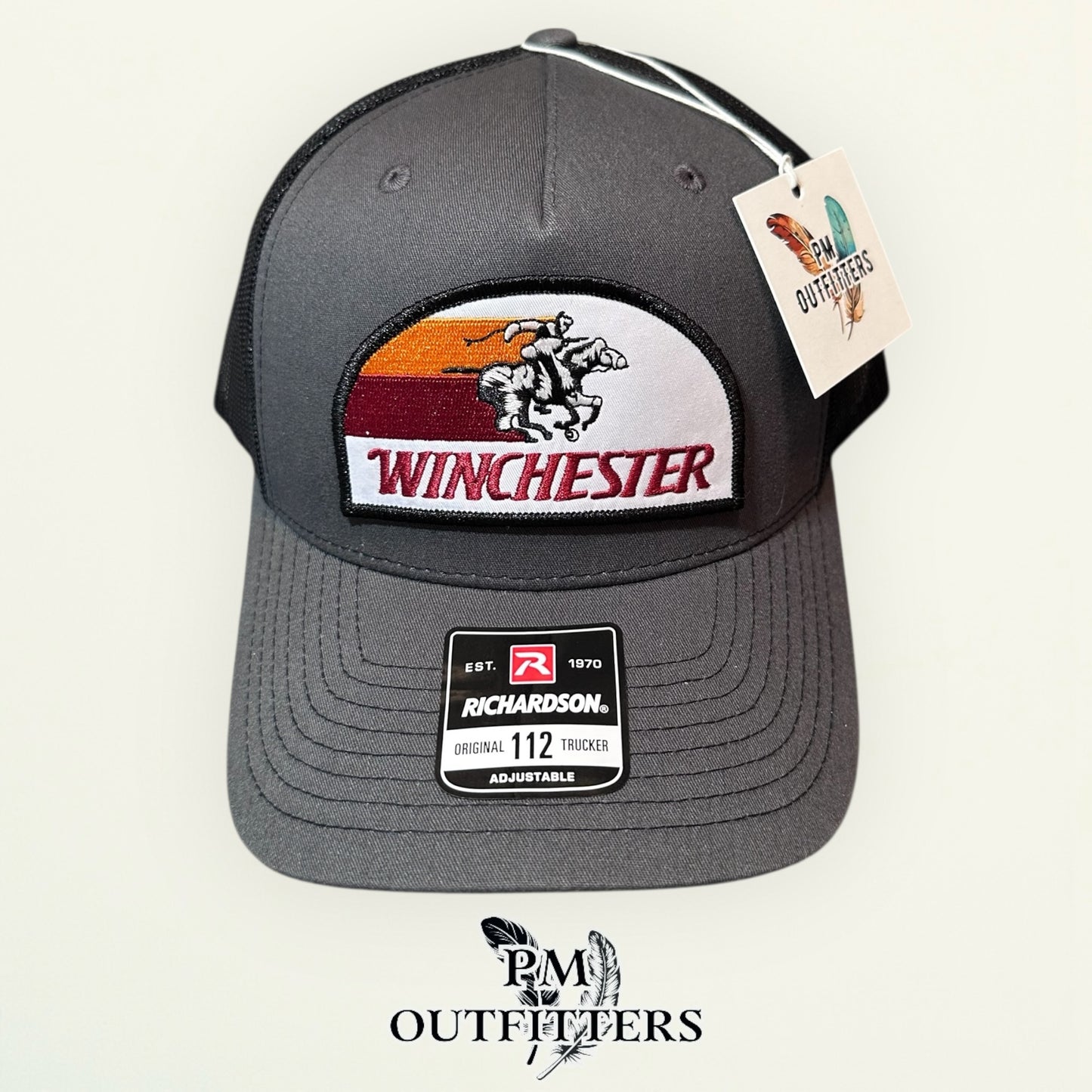Winchester Retro Patch Trucker Hat | Richardson 112 Charcoal & Black
