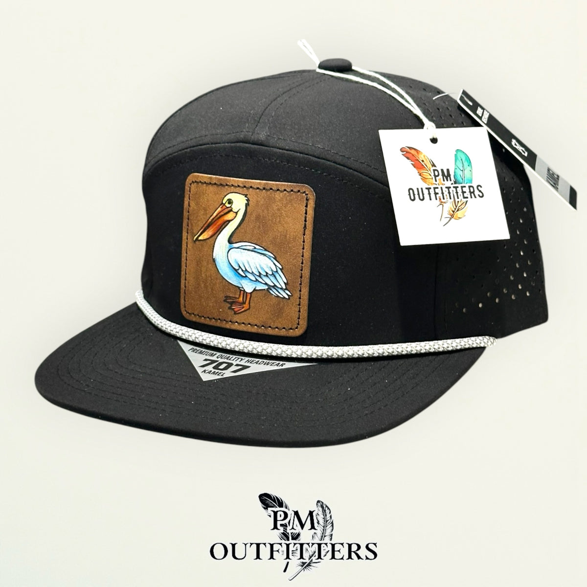 Back of the black Kamel 707 rope cap showing the adjustable snapback closure, PM Outfitters True Originals
