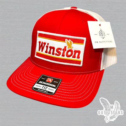 Winston Trucker Hat - Retro Patch Richardson 112 Red White