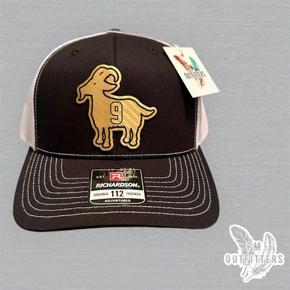 Drew Brees GOAT Hat - PM Outfitters Gold Carbon Fiber Laser | Richardson 112 Black White Saints #9