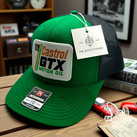 Retro Castrol GTX Motor Oil Embroidered Patch Trucker Hat