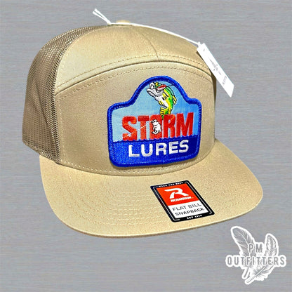 Khaki and Loden Richardson 168 Seven-Panel Trucker Hat with Storm Lures Embroidered Patch