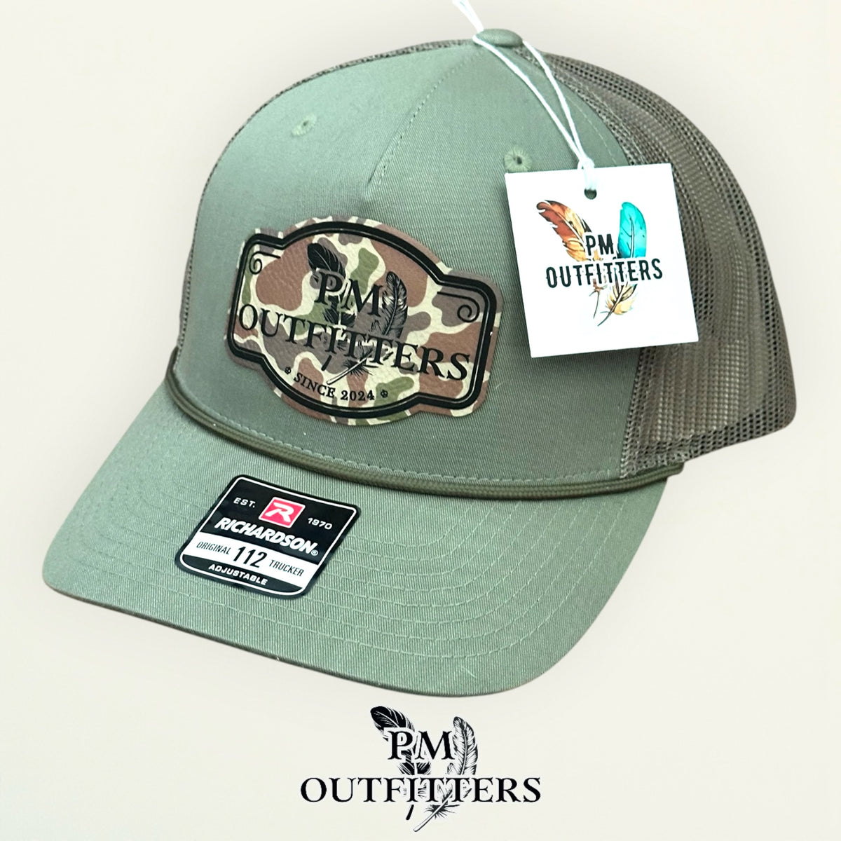 PM Outfitters Richardson 112 trucker hat interior tag detail