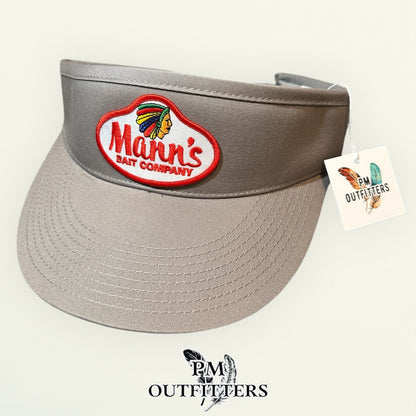 Mann's Bait Company Visor – PM Outfitters Retro Patch | Decky Gray Fishing Tackle Heritage