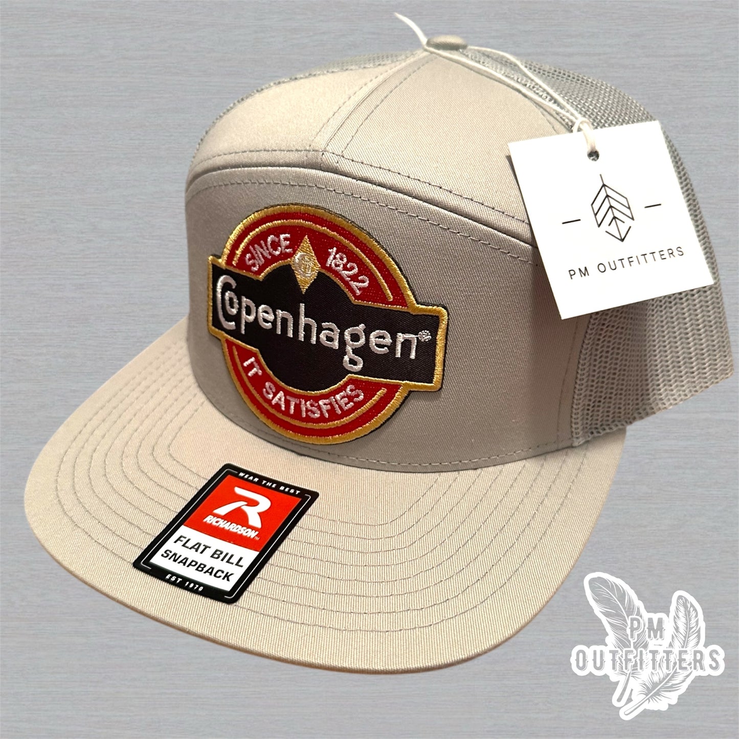 Copenhagen Since 1822 It Satisfies Richardson 168 Trucker Hat - Tan Beige 7 Panel Snapback