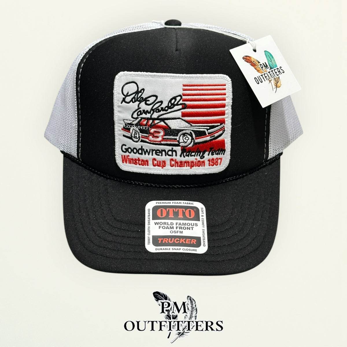 Dale Earnhardt Goodwrench trucker hat white mesh back Otto foam front rope