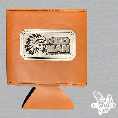 PM Outfitters Custom Laser Engraved Red Man Chewing Tobacco Premium Leatherette Can Koozie