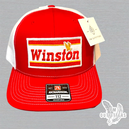 Winston Trucker Hat - Retro Patch Richardson 112 Red White
