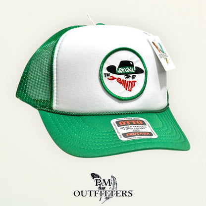 Skoal Bandit trucker hat profile view white foam front green rope
