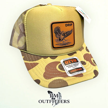 DRIP Mallard Duck Laser Engraved Patch Hat | Otto Foam Rope Trucker Green Camo | PM Outfitters Exclusive Design