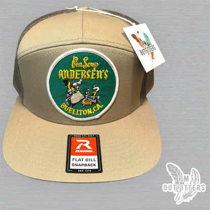 Vintage Andersen's Pea Soup Buellton CA Patch Trucker Hat - Richardson 168 Khaki Loden
