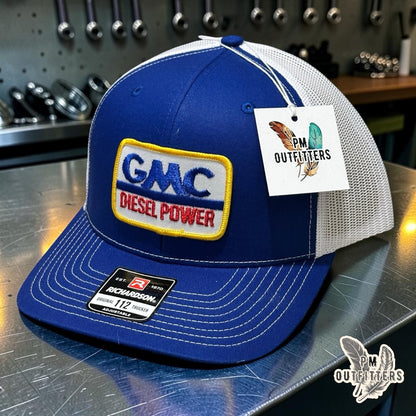 GMC Diesel Power True Vintage Patch Trucker Hat – PM Outfitters | Richardson 112 Royal Blue White Authentic Trucking Heritage