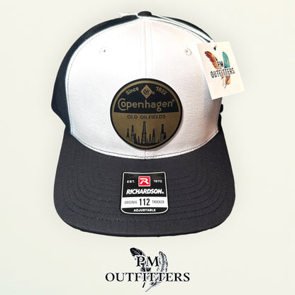 Copenhagen Old Oilfields Hat — Richardson 112 White & Black Custom Design