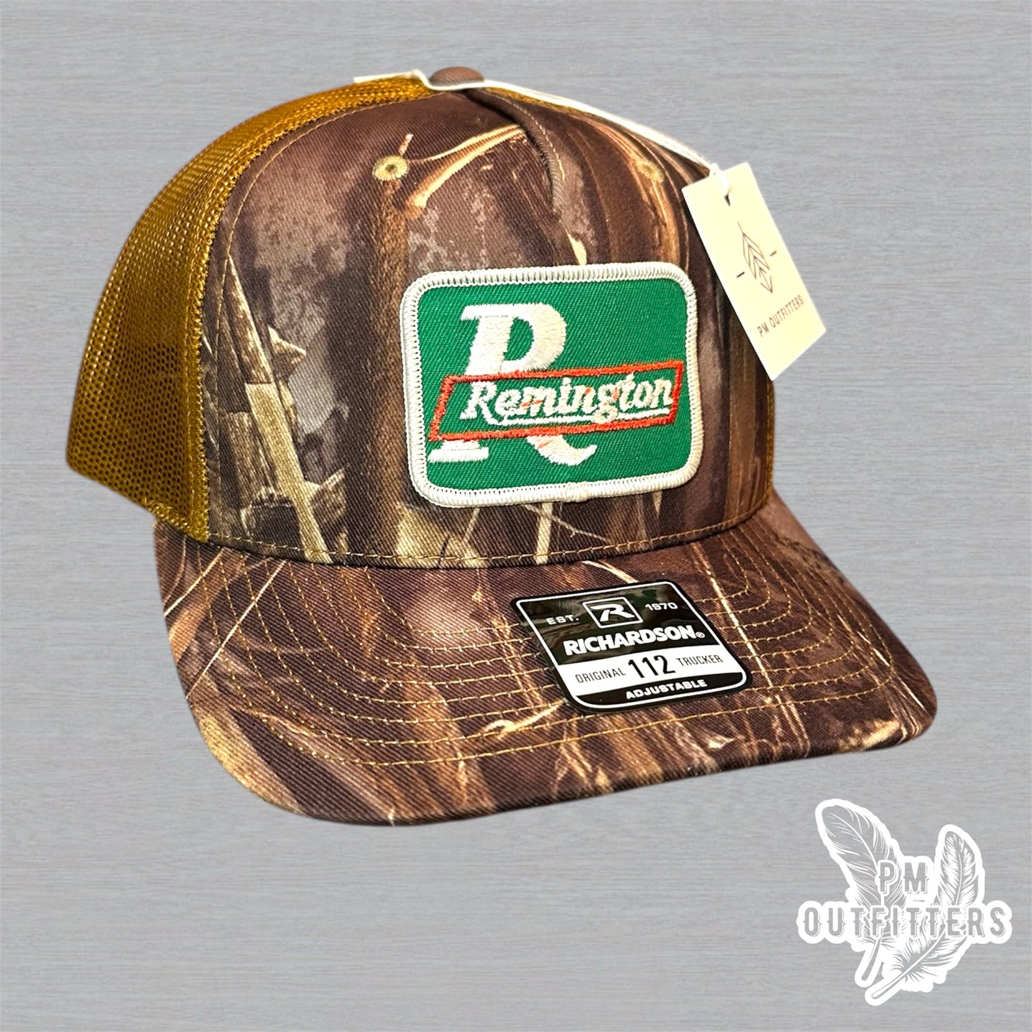 Remington Firearms Vintage Patch Trucker Hat - Richardson 112 Realtree Max-7 Camo