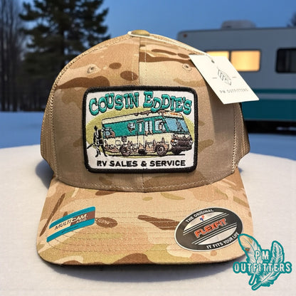 Retro Cousin Eddie's RV Christmas Vacation FlexFit Camo Trucker Hat