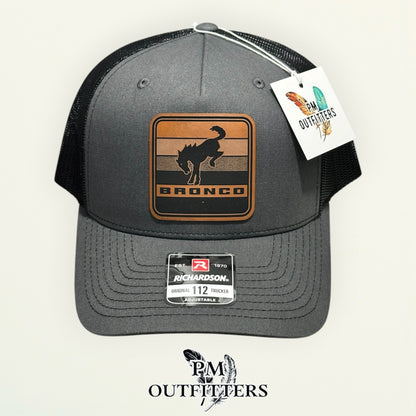 Bronco trucker hat black mesh back Richardson 112 charcoal