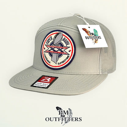 PM Outfitters Super Bowl XX Louisiana Superdome embroidered patch Richardson 168 quarry gray trucker hat