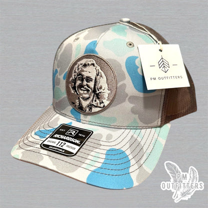 Jimmy Buffett Embroidered Patch Hat – Saltwater Duck Camo & Charcoal Richardson 112 Trucker | PM Outfitters