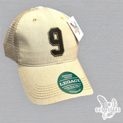 Drew Brees #9 Hall of Fame Hat - PM Outfitters Laser Engraved | Legacy Trucker Tan Saints