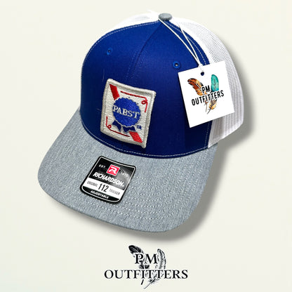 Pabst Trucker Hat – PM Outfitters True Vintage Patch | Richardson 112 Royal Blue Gray White Brewery Heritage