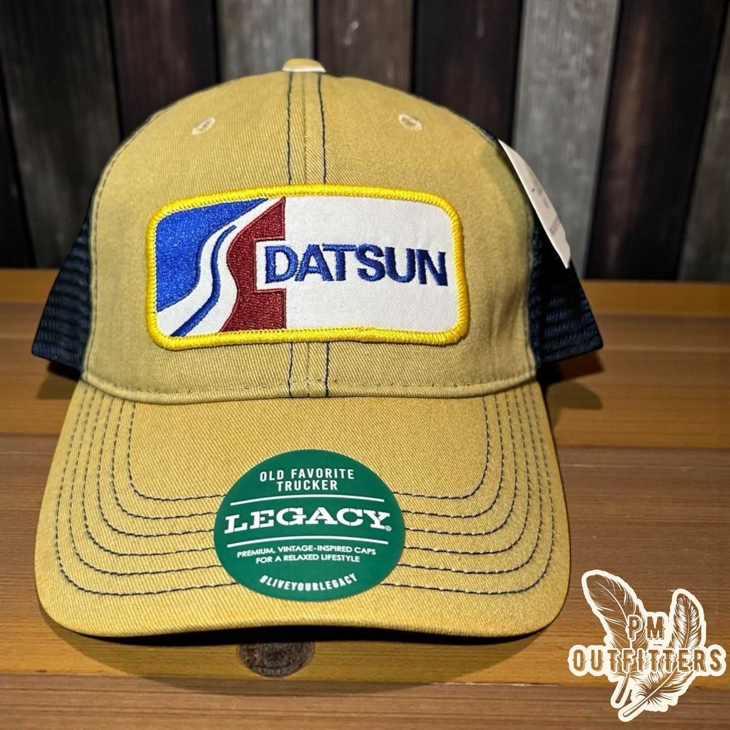 Vintage Datsun Trucker Hat - Tan & Navy Legacy Old Favorite