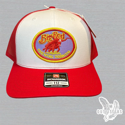 Big Red Tobacco Trucker Hat - Retro Patch Richardson 112 White Red