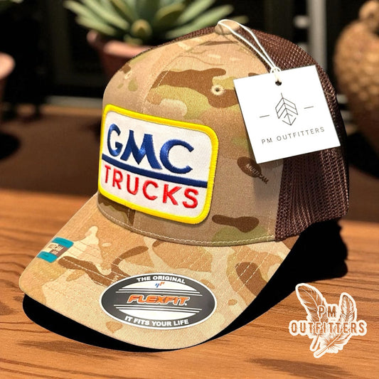 GMC Trucks Retro Logo FlexFit Camo Trucker Hat
