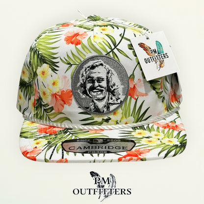 Jimmy Buffett Embroidered Patch Hat – Pitbull Cambridge PB309 Cream Floral Rope Unstructured | PM Outfitters