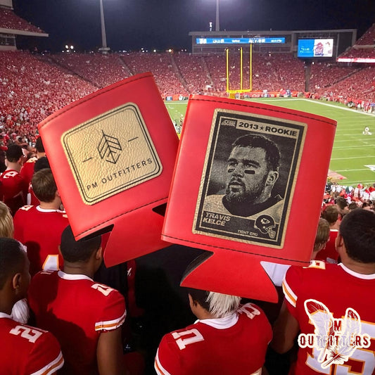 Travis Kelce Rookie Card Leatherette Koozie