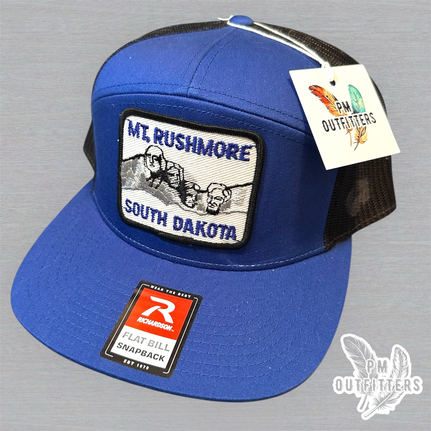 Vintage Mount Rushmore Patch Trucker Hat - Richardson 168 Blue Black