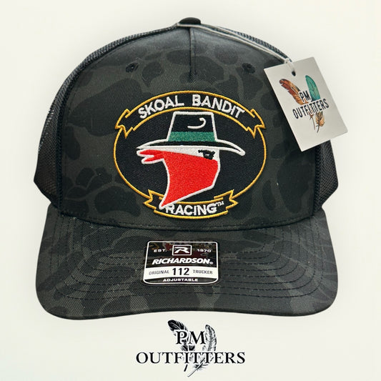 Skoal Bandit Racing patch detail Harry Gant oval embroidered camo trucker hat