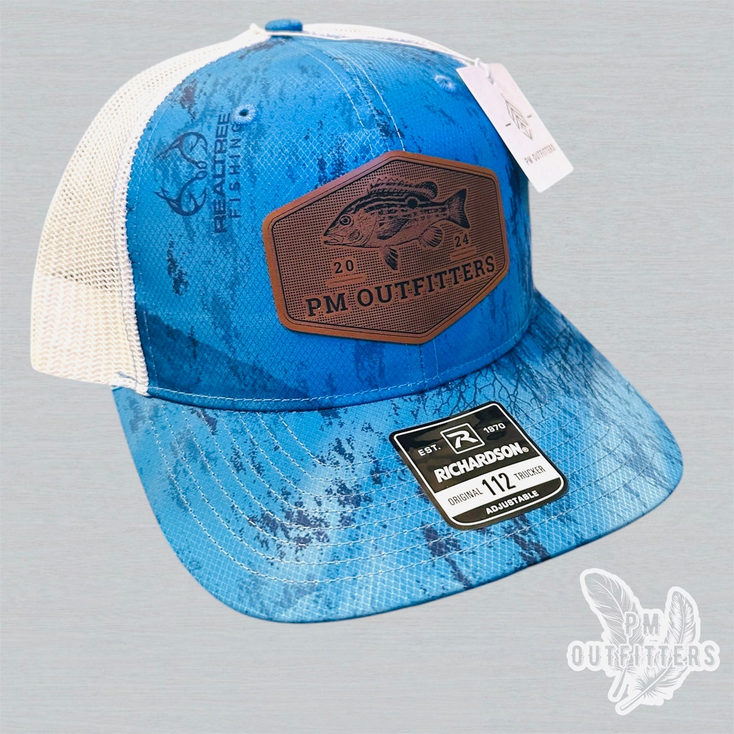 PM Outfitters Custom Logo Lane Snapper Patch | Realtree Fishing Richardson 112 Trucker Hat