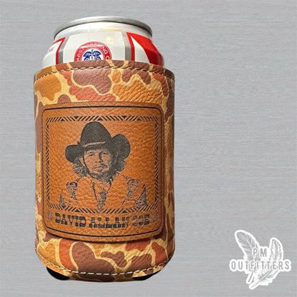 PM Outfitters Custom Laser Engraved David Allan Coe Premium Camouflage Leatherette Can Koozie