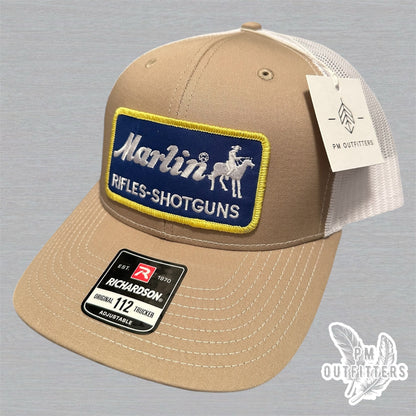 Vintage Marlin Rifles-Shotguns Trucker Hat - Khaki & White Richardson 112