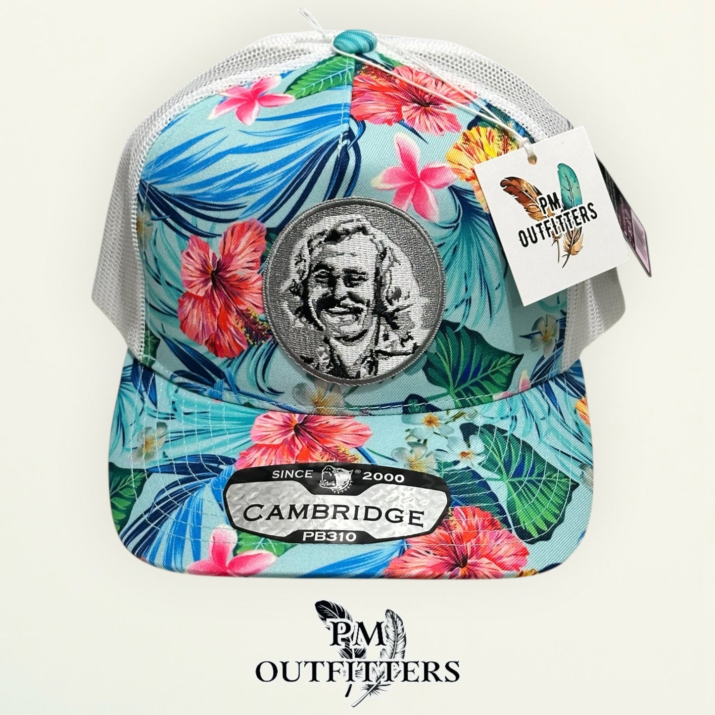 Jimmy Buffett Embroidered Patch Hat – Pitbull Cambridge PB310 Mint Floral 5-panel Trucker | PM Outfitters