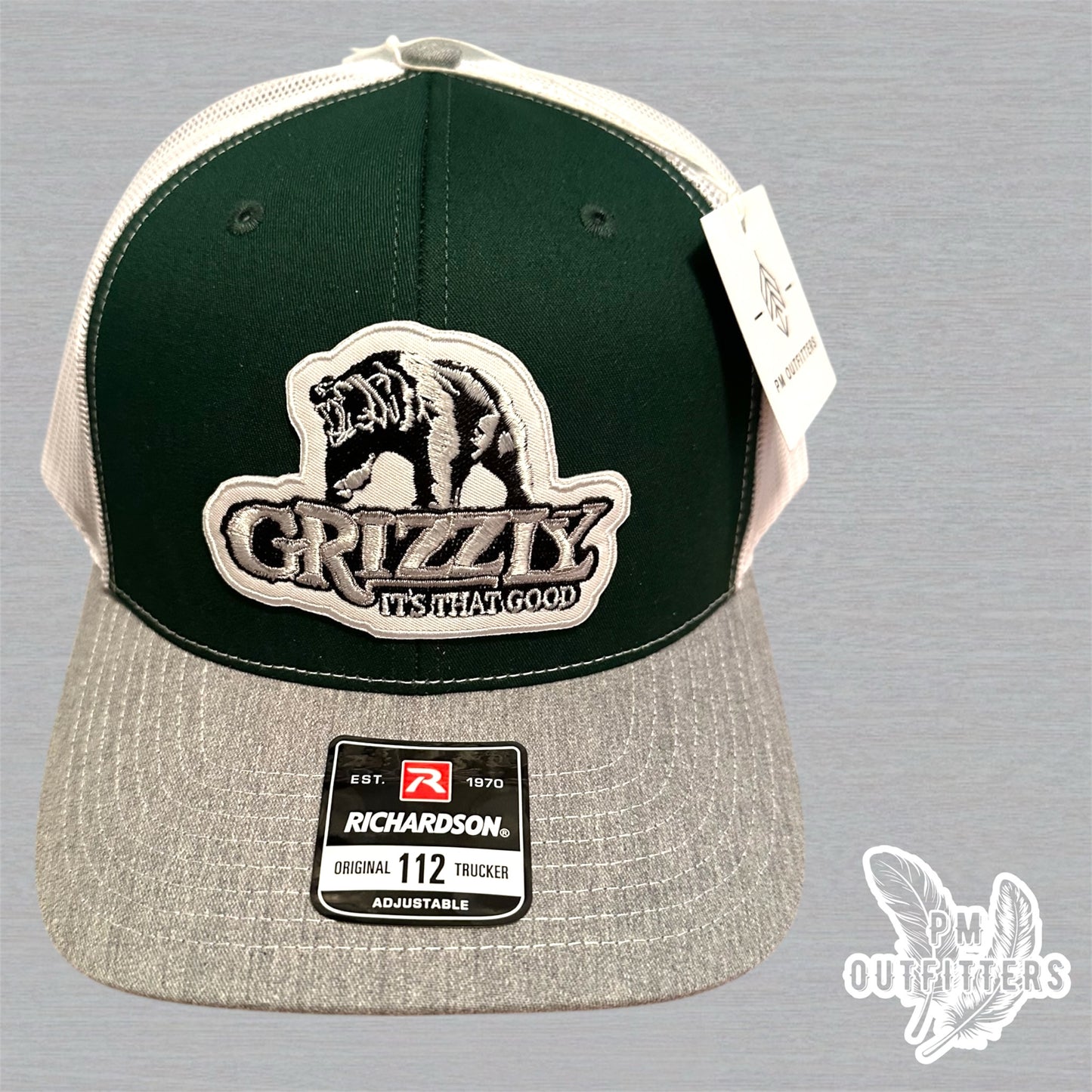 Grizzly “It’s That Good” Trucker Hat - Green, Gray & White Richardson 112