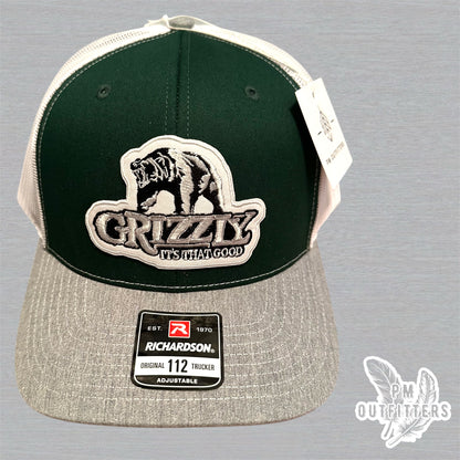 Grizzly “It’s That Good” Trucker Hat - Green, Gray & White Richardson 112