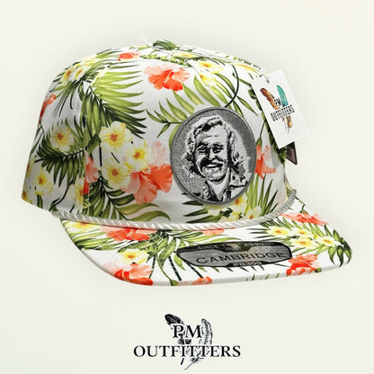 Jimmy Buffett Embroidered Patch Hat – Pitbull Cambridge PB309 Cream Floral Rope Unstructured | PM Outfitters