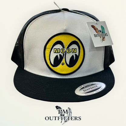 Mooneyes Speed Equipment Hat | Yupoong 6006 White & Black Flatbill