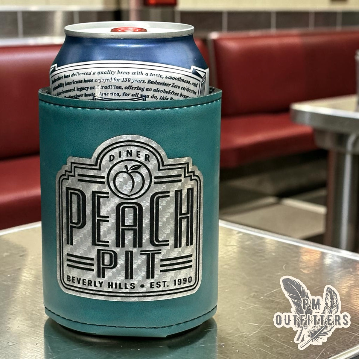 PM Outfitters Laser Engraved The Peach Pit Leatherette Koozie