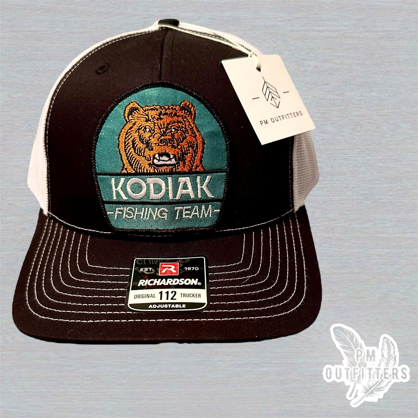 Retro Kodiak Bear Fishing Team Richardson 112 Trucker Hat