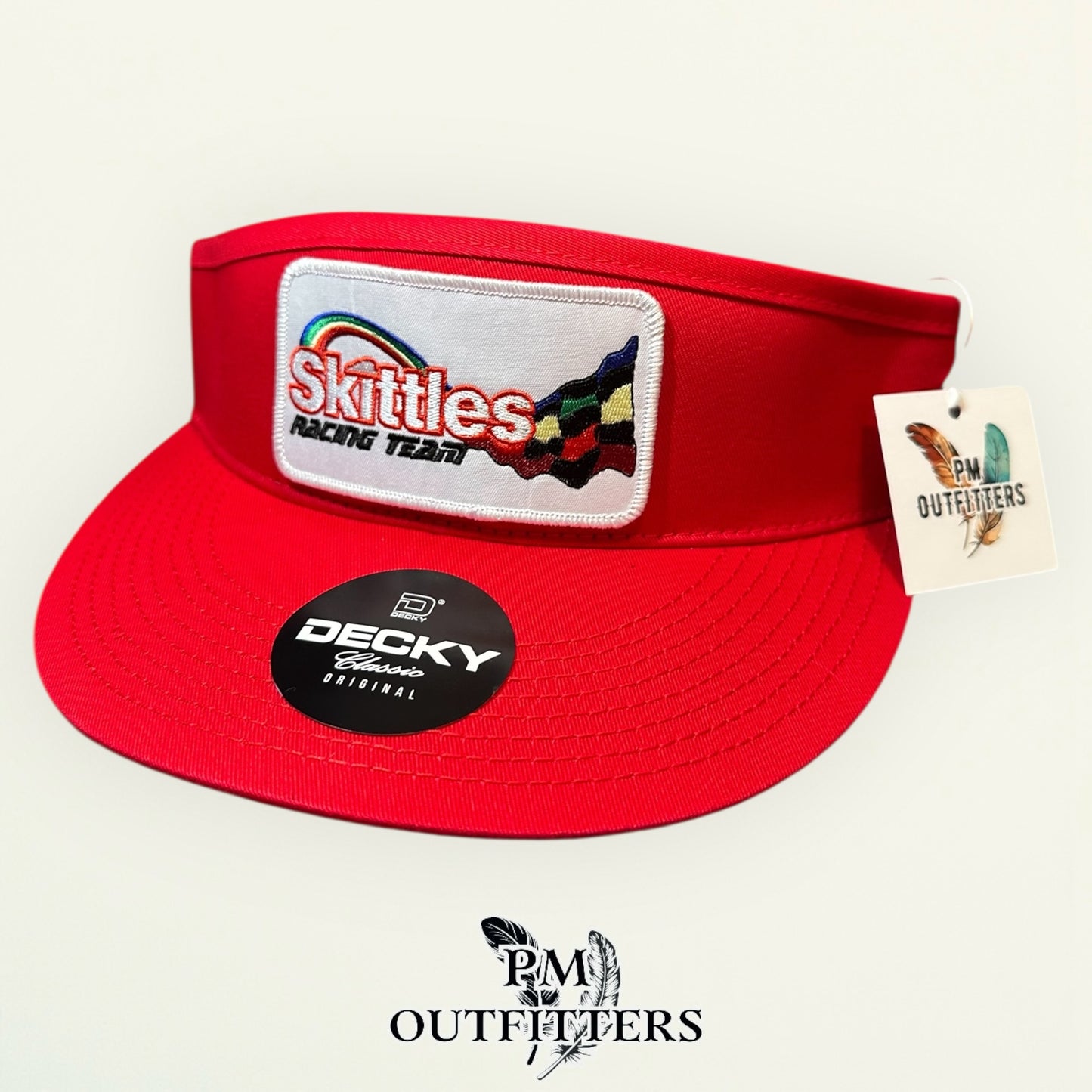 Skittles Racing Team Visor – PM Outfitters Retro Patch | Decky Red NASCAR Candy Heritage