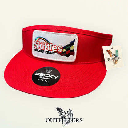 Skittles Racing Team Visor – PM Outfitters Retro Patch | Decky Red NASCAR Candy Heritage
