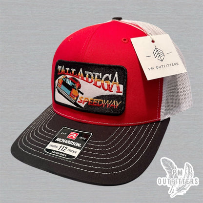 Retro Talladega Speedway Patch Richardson 112 Black Red White Trucker Hat