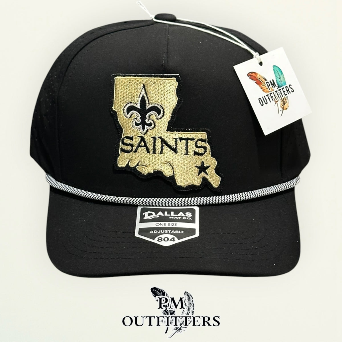New Orleans Saints hat laser perforated side panel black rope Dallas 804